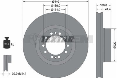 Lkw- und Busersatzteile - Bremssystem - Scheibenbremse und Trommelbremse - Bremsscheibe - TEX93086900