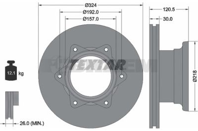 Lkw- und Busersatzteile - Bremssystem - Scheibenbremse und Trommelbremse - Bremsscheibe - TEX93087700