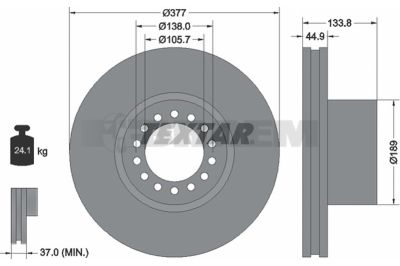 Lkw- und Busersatzteile - Bremssystem - Scheibenbremse und Trommelbremse - Bremsscheibe - TEX93101400