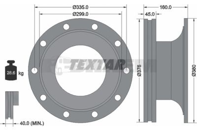 Lkw- und Busersatzteile - Bremssystem - Scheibenbremse und Trommelbremse - Bremsscheibe - TEX93127000