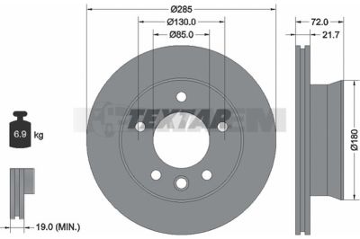 Lkw- und Busersatzteile - Bremssystem - Scheibenbremse und Trommelbremse - Bremsscheibe - TEX93127800