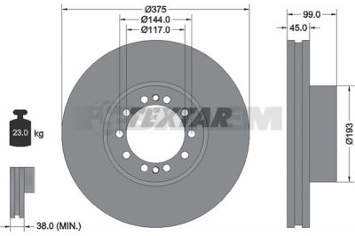 Lkw- und Busersatzteile - Bremssystem - Scheibenbremse und Trommelbremse - Bremsscheibe - TEX93142700