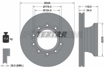 Lkw- und Busersatzteile - Bremssystem - Scheibenbremse und Trommelbremse - Bremsscheibe - TEX93143100