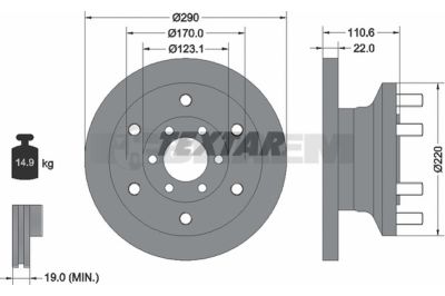 Lkw- und Busersatzteile - Bremssystem - Scheibenbremse und Trommelbremse - Bremsscheibe - TEX93175400