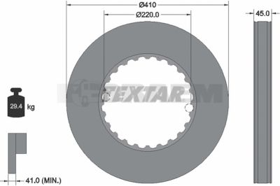 Lkw- und Busersatzteile - Bremssystem - Scheibenbremse und Trommelbremse - Bremsscheibe - TEX93291300