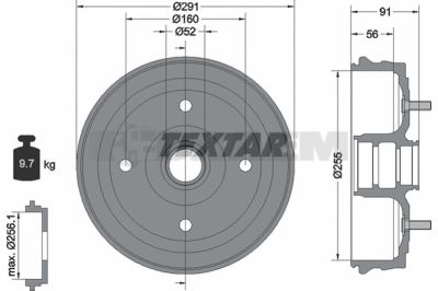 Pièces détachées camions et bus - Système de freinage - Disque de frein et à tambour - Tambour de frein - TEX94030800