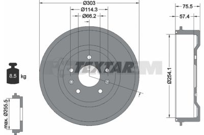 Pièces détachées camions et bus - Système de freinage - Disque de frein et à tambour - Tambour de frein - TEX94032800