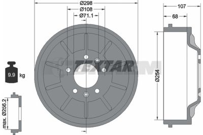 Pièces détachées camions et bus - Système de freinage - Disque de frein et à tambour - Tambour de frein - TEX94032900