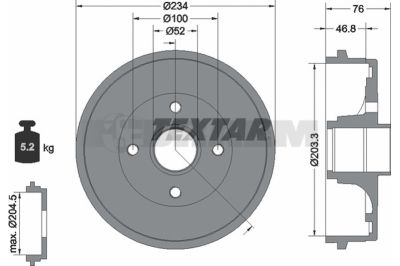 Pièces détachées camions et bus - Système de freinage - Disque de frein et à tambour - Tambour de frein - TEX94033800