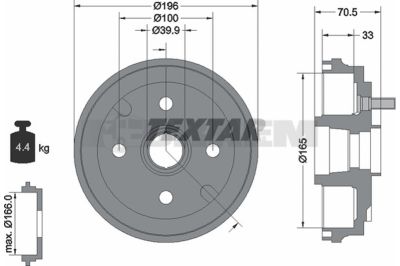 Pièces détachées camions et bus - Système de freinage - Disque de frein et à tambour - Tambour de frein - TEX94033900