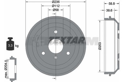 Pièces détachées camions et bus - Système de freinage - Disque de frein et à tambour - Tambour de frein - TEX94035600