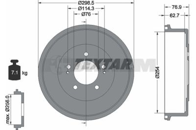 Pièces détachées camions et bus - Système de freinage - Disque de frein et à tambour - Tambour de frein - TEX94035700