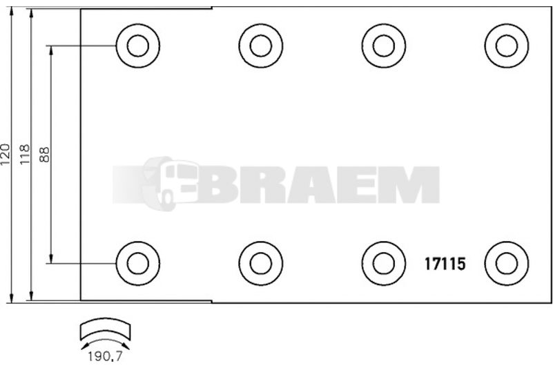 Truck and bus spare parts - Brake system - Brake discs and brake drums - Drum brake lining - TEX1711501