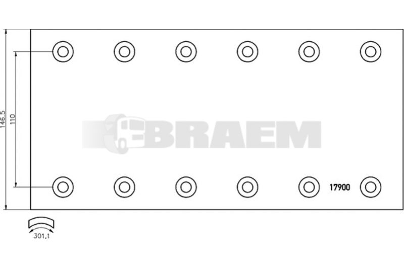 Lkw- und Busersatzteile - Bremssystem - Scheibenbremse und Trommelbremse - Trommelbremsbelag - TEX1790006
