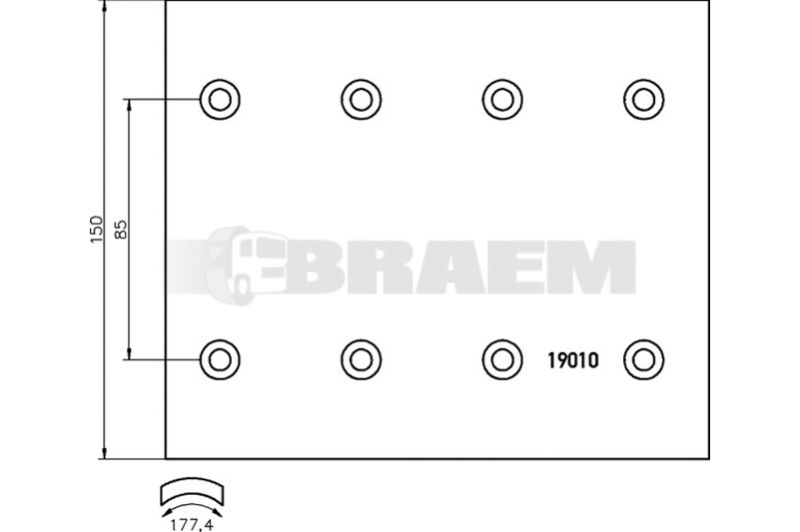 Lkw- und Busersatzteile - Bremssystem - Scheibenbremse und Trommelbremse - Trommelbremsbelag - TEX1901005