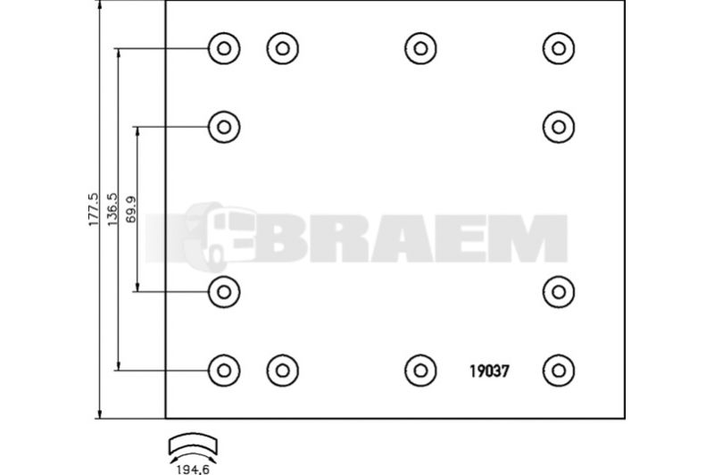 Lkw- und Busersatzteile - Bremssystem - Scheibenbremse und Trommelbremse - Trommelbremsbelag - TEX1903708