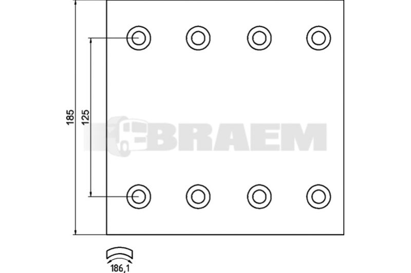 Truck and bus spare parts - Brake system - Brake discs and brake drums - Drum brake lining - TEX1924604