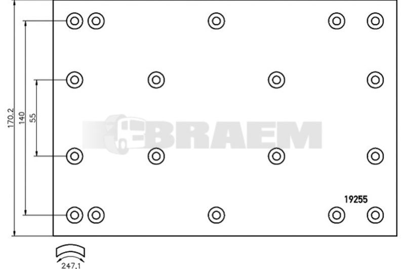 Truck and bus spare parts - Brake system - Brake discs and brake drums - Drum brake lining - TEX1925501