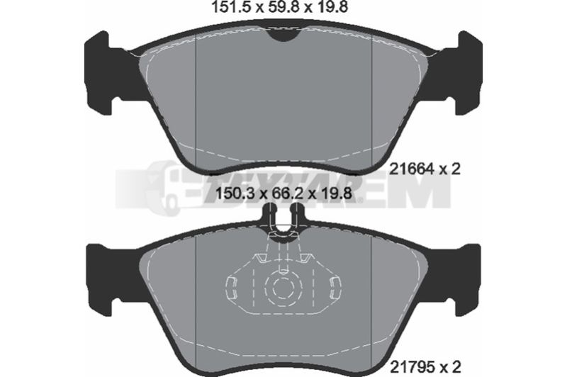 Lkw- und Busersatzteile - Bremssystem - Scheibenbremse und Trommelbremse - Scheibenbremsbelagsatz - TEX2166404