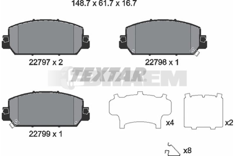 Lkw- und Busersatzteile - Bremssystem - Scheibenbremse und Trommelbremse - Scheibenbremsbelagsatz - TEX2279701
