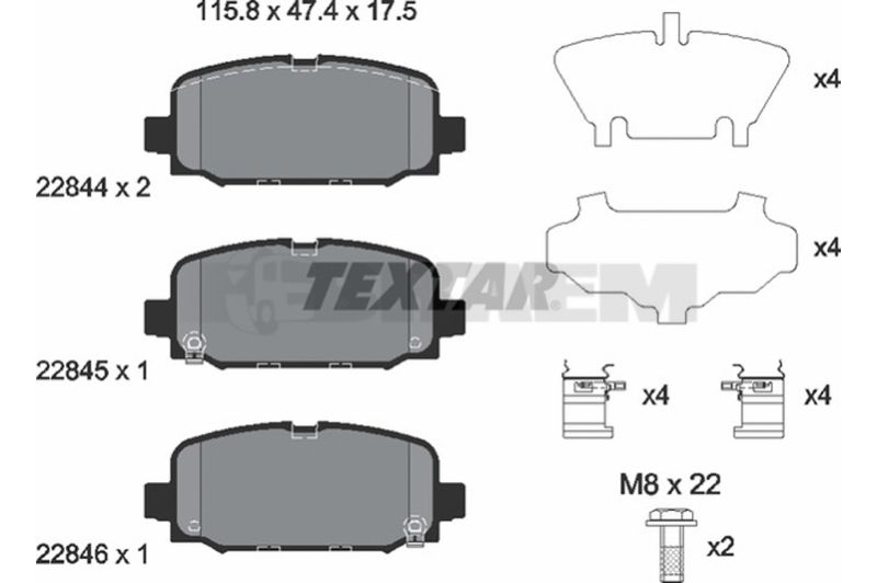 Lkw- und Busersatzteile - Bremssystem - Scheibenbremse und Trommelbremse - Scheibenbremsbelagsatz - TEX2284401
