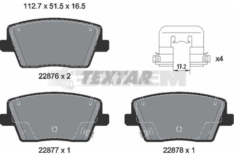 Lkw- und Busersatzteile - Bremssystem - Scheibenbremse und Trommelbremse - Scheibenbremsbelagsatz - TEX2287601