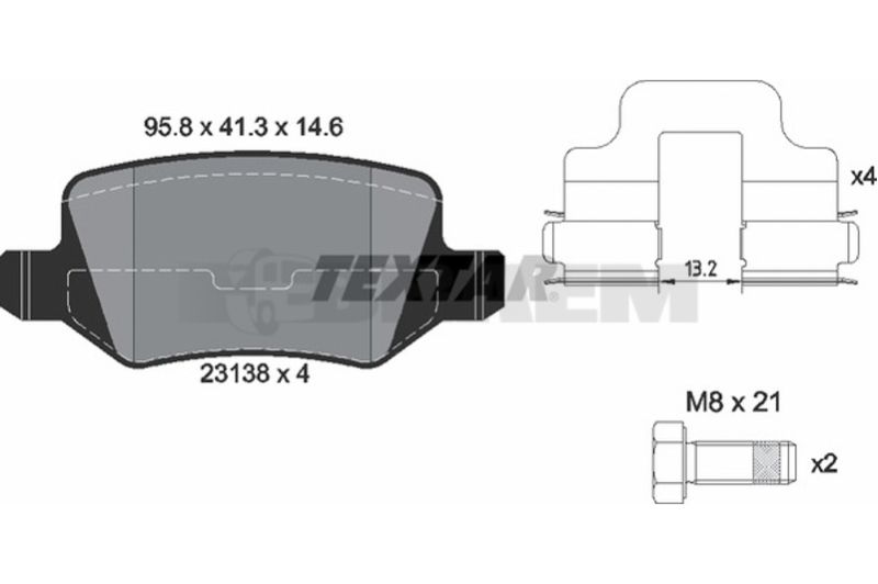 Lkw- und Busersatzteile - Bremssystem - Scheibenbremse und Trommelbremse - Scheibenbremsbelagsatz - TEX2313805