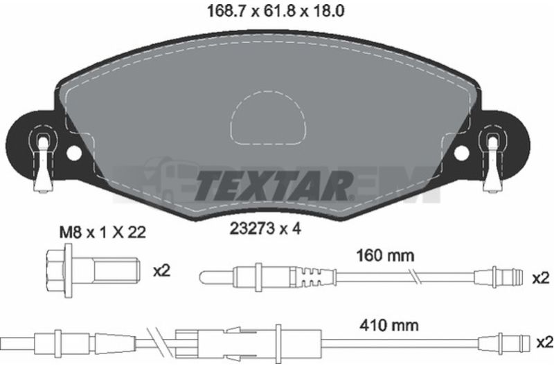 Lkw- und Busersatzteile - Bremssystem - Scheibenbremse und Trommelbremse - Scheibenbremsbelagsatz - TEX2327301