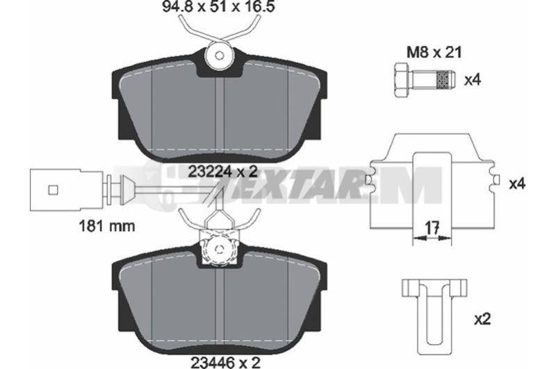 Lkw- und Busersatzteile - Bremssystem - Scheibenbremse und Trommelbremse - Scheibenbremsbelagsatz - TEX2344605