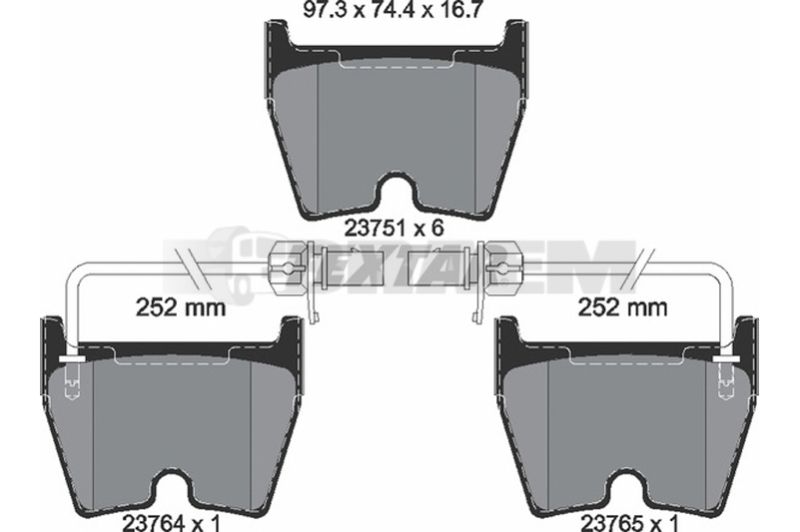 Lkw- und Busersatzteile - Bremssystem - Scheibenbremse und Trommelbremse - Scheibenbremsbelagsatz - TEX2375101