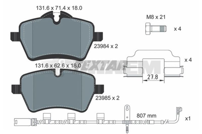 Lkw- und Busersatzteile - Bremssystem - Scheibenbremse und Trommelbremse - Scheibenbremsbelagsatz - TEX2398407