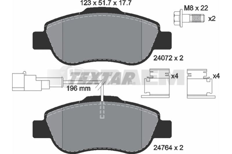 Lkw- und Busersatzteile - Bremssystem - Scheibenbremse und Trommelbremse - Scheibenbremsbelagsatz - TEX2474401