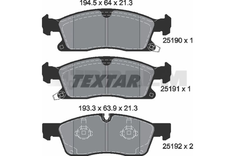 Lkw- und Busersatzteile - Bremssystem - Scheibenbremse und Trommelbremse - Scheibenbremsbelagsatz - TEX2519001