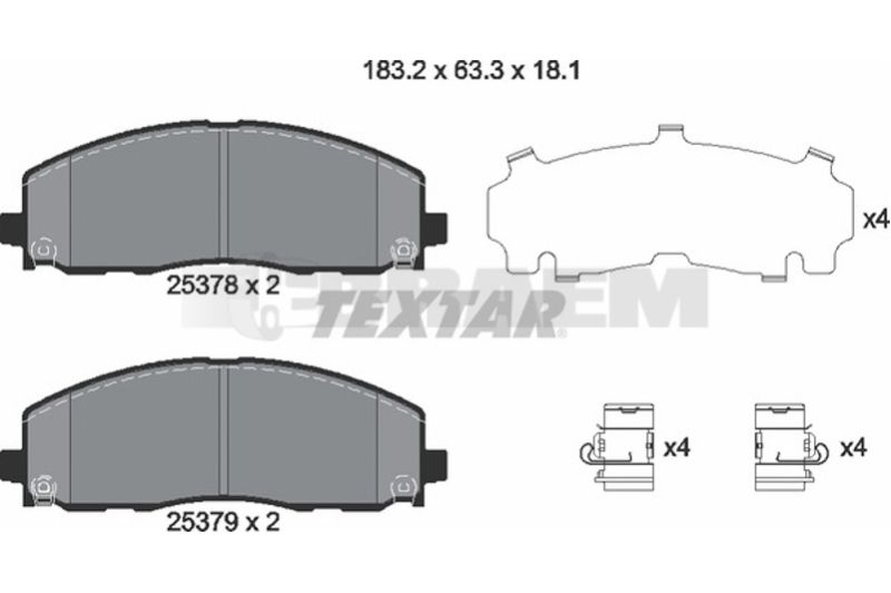 Lkw- und Busersatzteile - Bremssystem - Scheibenbremse und Trommelbremse - Scheibenbremsbelagsatz - TEX2537801