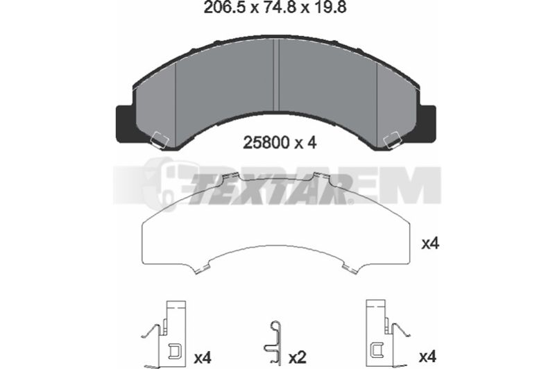 Lkw- und Busersatzteile - Bremssystem - Scheibenbremse und Trommelbremse - Scheibenbremsbelagsatz - TEX2580001