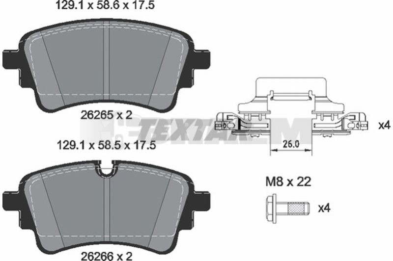 Lkw- und Busersatzteile - Bremssystem - Scheibenbremse und Trommelbremse - Scheibenbremsbelagsatz - TEX2626501