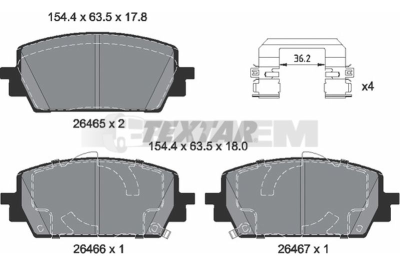 Lkw- und Busersatzteile - Bremssystem - Scheibenbremse und Trommelbremse - Scheibenbremsbelagsatz - TEX2645401