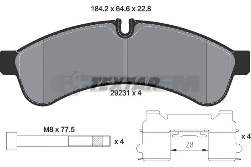 Lkw- und Busersatzteile - Bremssystem - Scheibenbremse und Trommelbremse - Scheibenbremsbelagsatz - TEX2923101