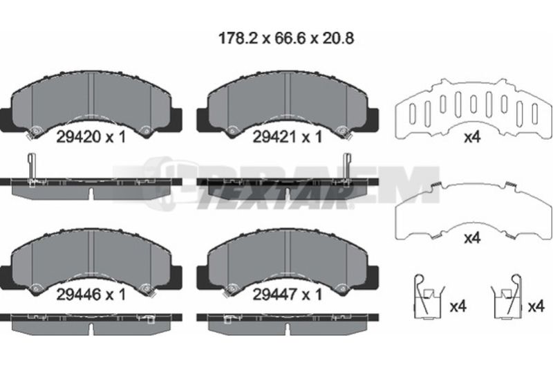 Lkw- und Busersatzteile - Bremssystem - Scheibenbremse und Trommelbremse - Scheibenbremsbelagsatz - TEX2933606