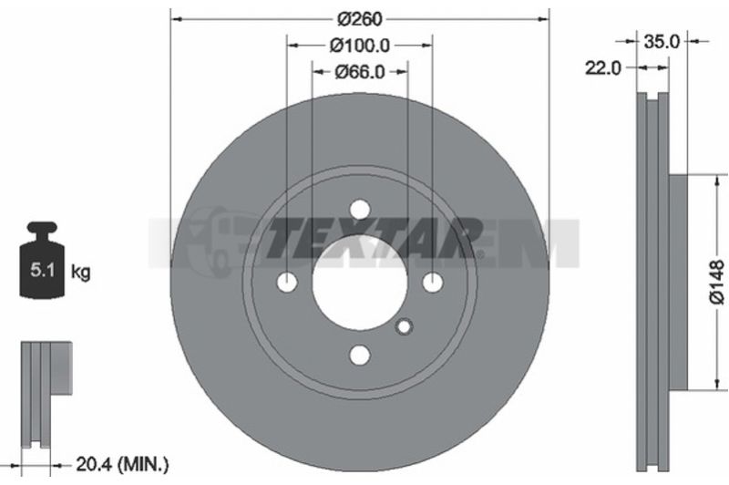 Lkw- und Busersatzteile - Bremssystem - Scheibenbremse und Trommelbremse - Bremsscheibe - TEX92026503
