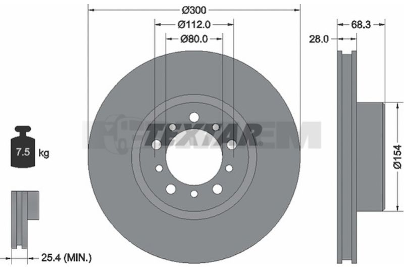 Lkw- und Busersatzteile - Bremssystem - Scheibenbremse und Trommelbremse - Bremsscheibe - TEX92032500