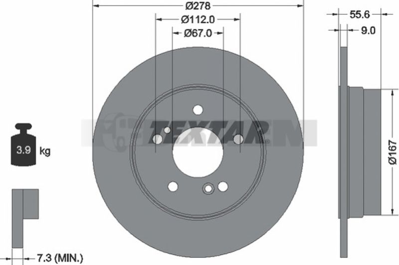 Lkw- und Busersatzteile - Bremssystem - Scheibenbremse und Trommelbremse - Bremsscheibe - TEX92032703