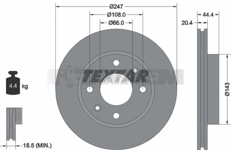 Lkw- und Busersatzteile - Bremssystem - Scheibenbremse und Trommelbremse - Bremsscheibe - TEX92034203