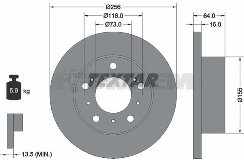 Lkw- und Busersatzteile - Bremssystem - Scheibenbremse und Trommelbremse - Bremsscheibe - TEX92034400