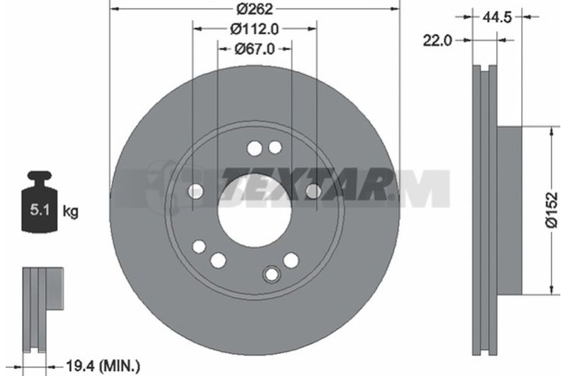 Lkw- und Busersatzteile - Bremssystem - Scheibenbremse und Trommelbremse - Bremsscheibe - TEX92038600