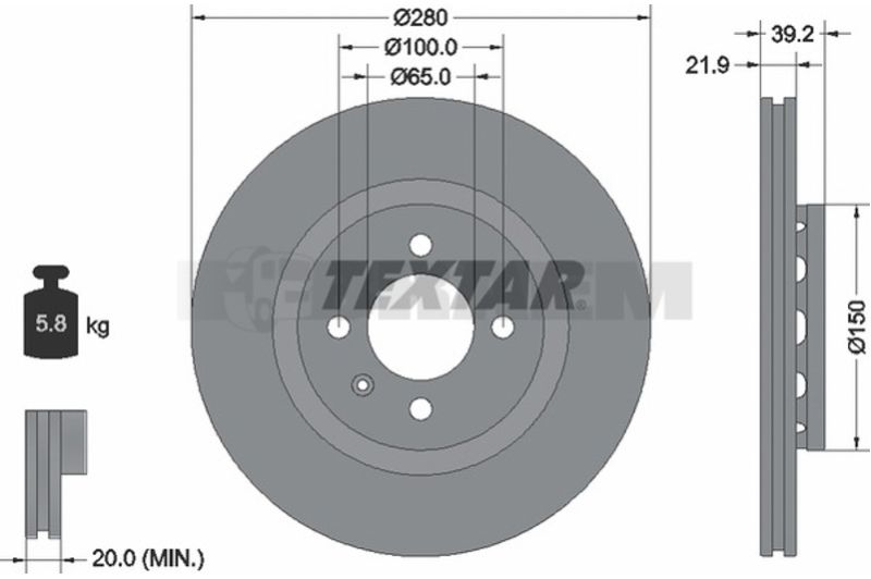 Lkw- und Busersatzteile - Bremssystem - Scheibenbremse und Trommelbremse - Bremsscheibe - TEX92043500