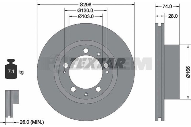Lkw- und Busersatzteile - Bremssystem - Scheibenbremse und Trommelbremse - Bremsscheibe - TEX92052300