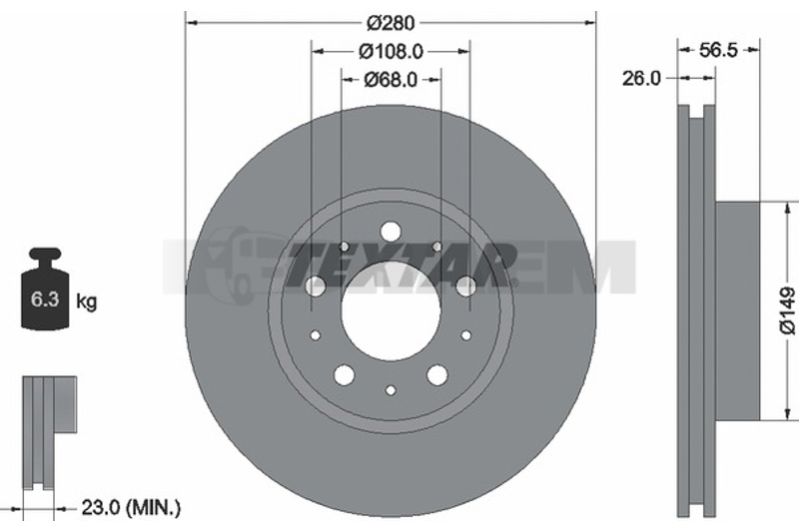 Lkw- und Busersatzteile - Bremssystem - Scheibenbremse und Trommelbremse - Bremsscheibe - TEX92053503