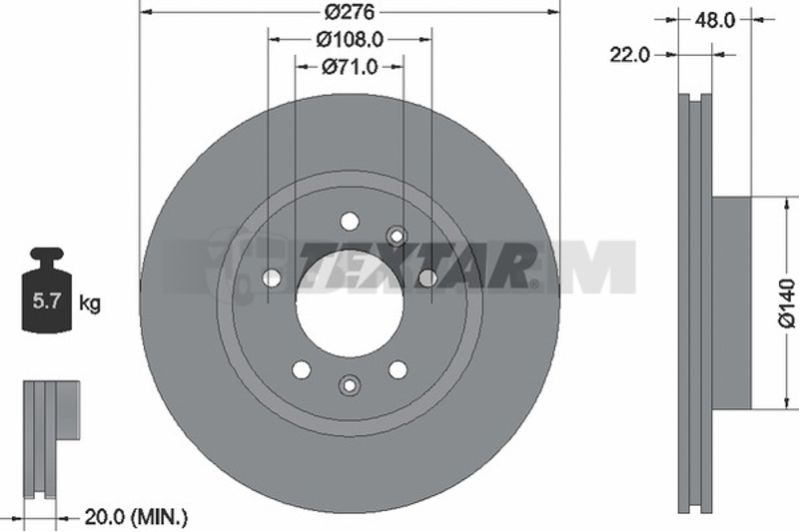 Lkw- und Busersatzteile - Bremssystem - Scheibenbremse und Trommelbremse - Bremsscheibe - TEX92054400