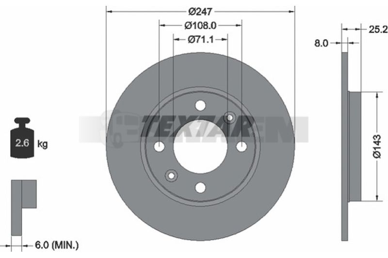 Lkw- und Busersatzteile - Bremssystem - Scheibenbremse und Trommelbremse - Bremsscheibe - TEX92055003